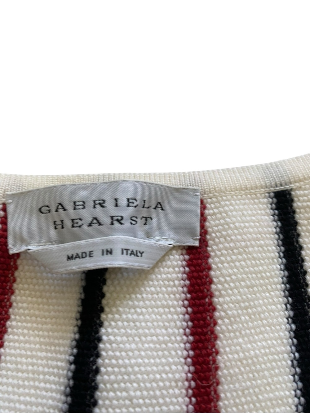 Gabriela Hearst Ivory Tank Top with Black & Red Stripes - Picture 3 of 12